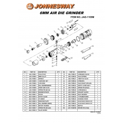 Szlifierka pneumatyczna kątowa 6mm z zestawem akcesoriów JAG-1105MK Jonnesway