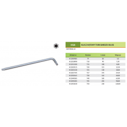 Klucz wpustowy TORX gięty bardzo długi T15 x 100mm H12S15100 Jonnesway