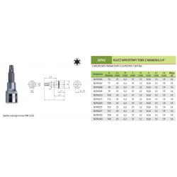 Bit TORX T9 x 37mm z nasadką 1/4'' S07H209 Jonnesway