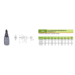 Bit krzyżakowy PZ3 x 37mm z nasadką 1/4'' S12H203 Jonnesway