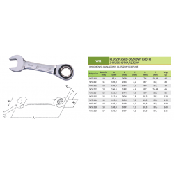 Klucz płasko-oczkowy krótki z grzechotką 72 zęby 11mm W51111 Jonnesway